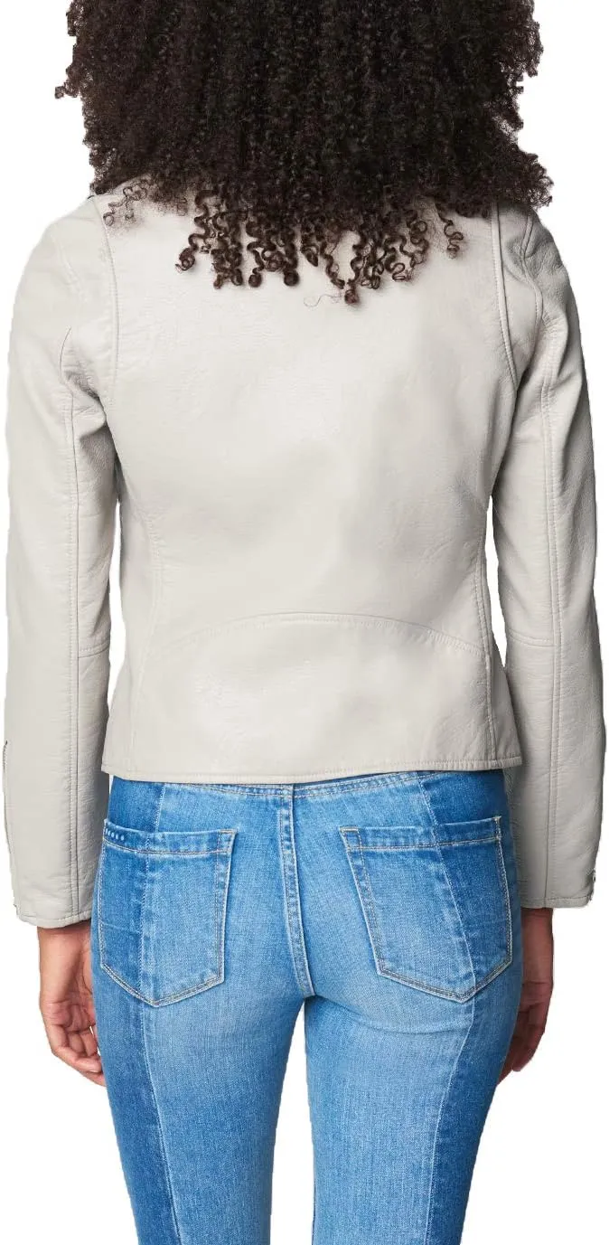 [BLANKNYC] Womens Luxury Clothing Semi Fitted Vegan Leather Motorcycle Jacket
