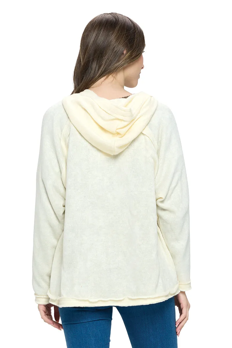 Cardigan Hooded Raw Edge Stitch