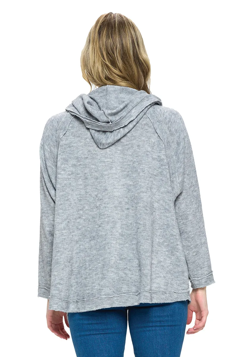 Cardigan Hooded Raw Edge Stitch