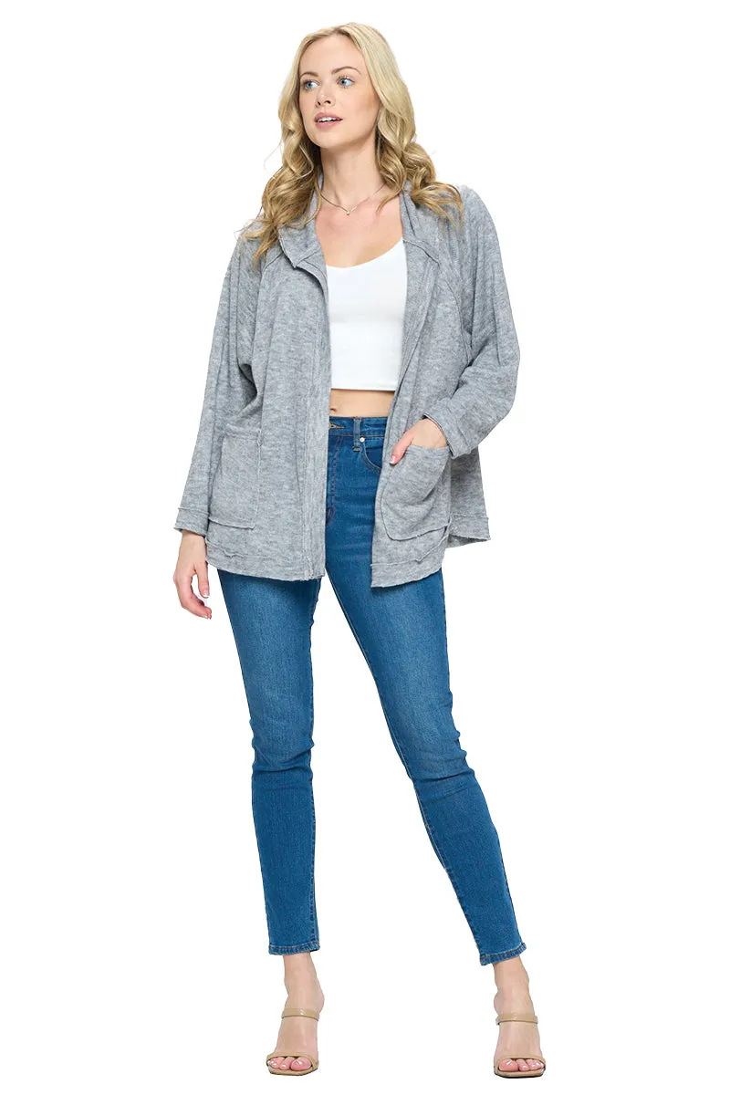 Cardigan Hooded Raw Edge Stitch