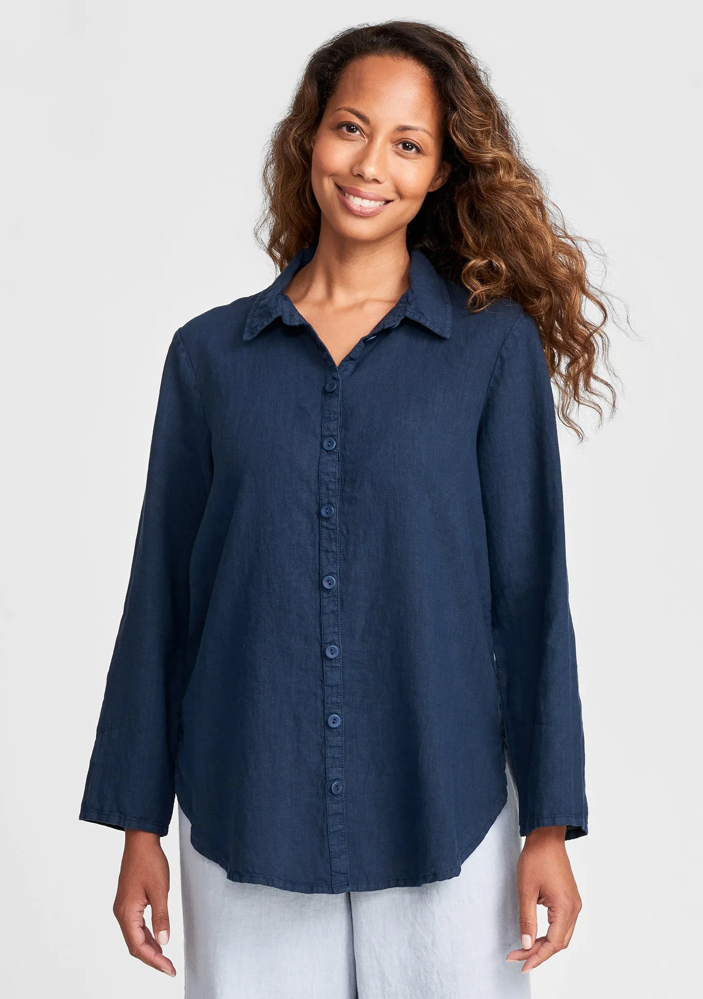Crossroads Blouse - Linen Button Down Shirt - FINAL SALE