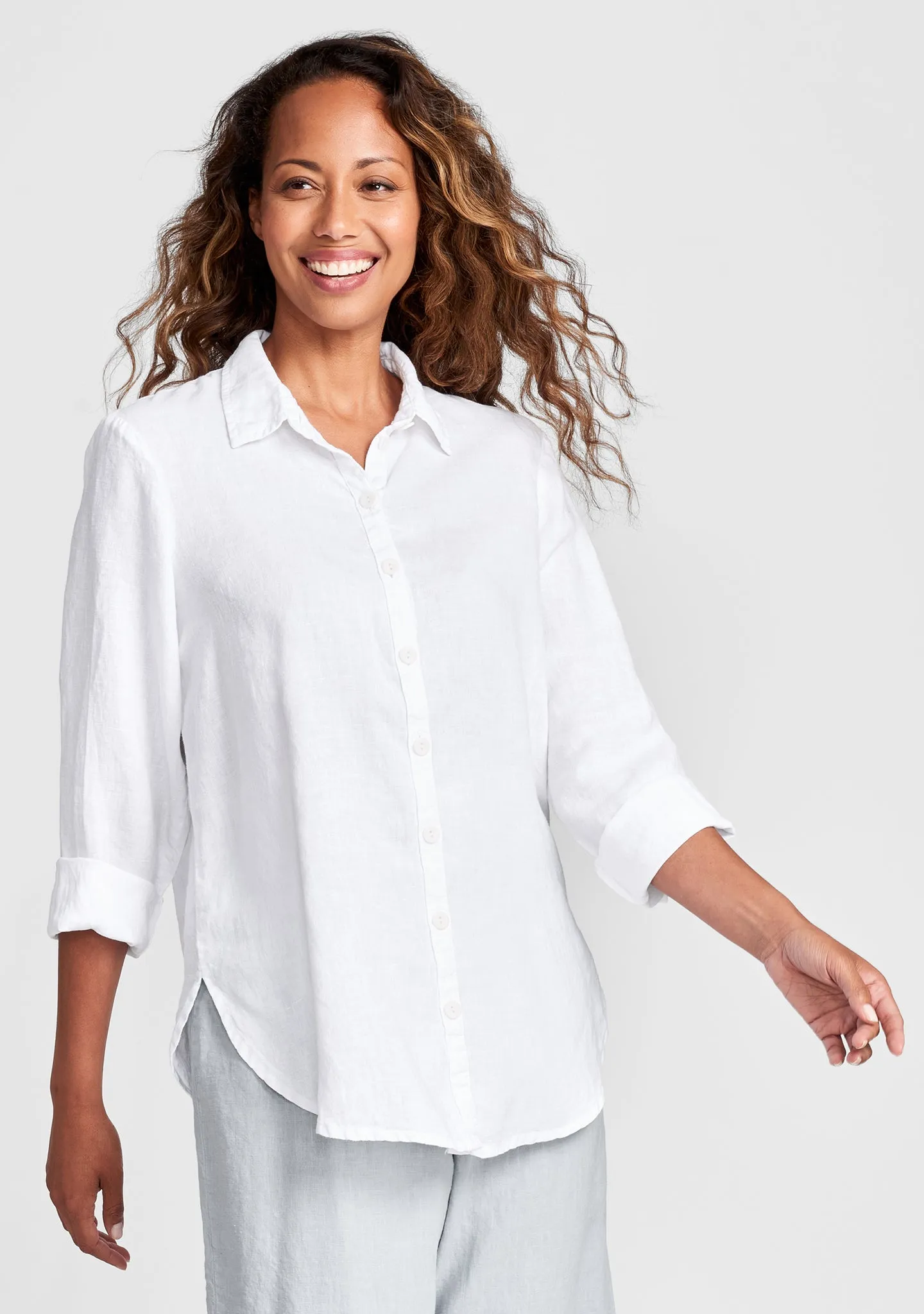 Crossroads Blouse - Linen Button Down Shirt - FINAL SALE