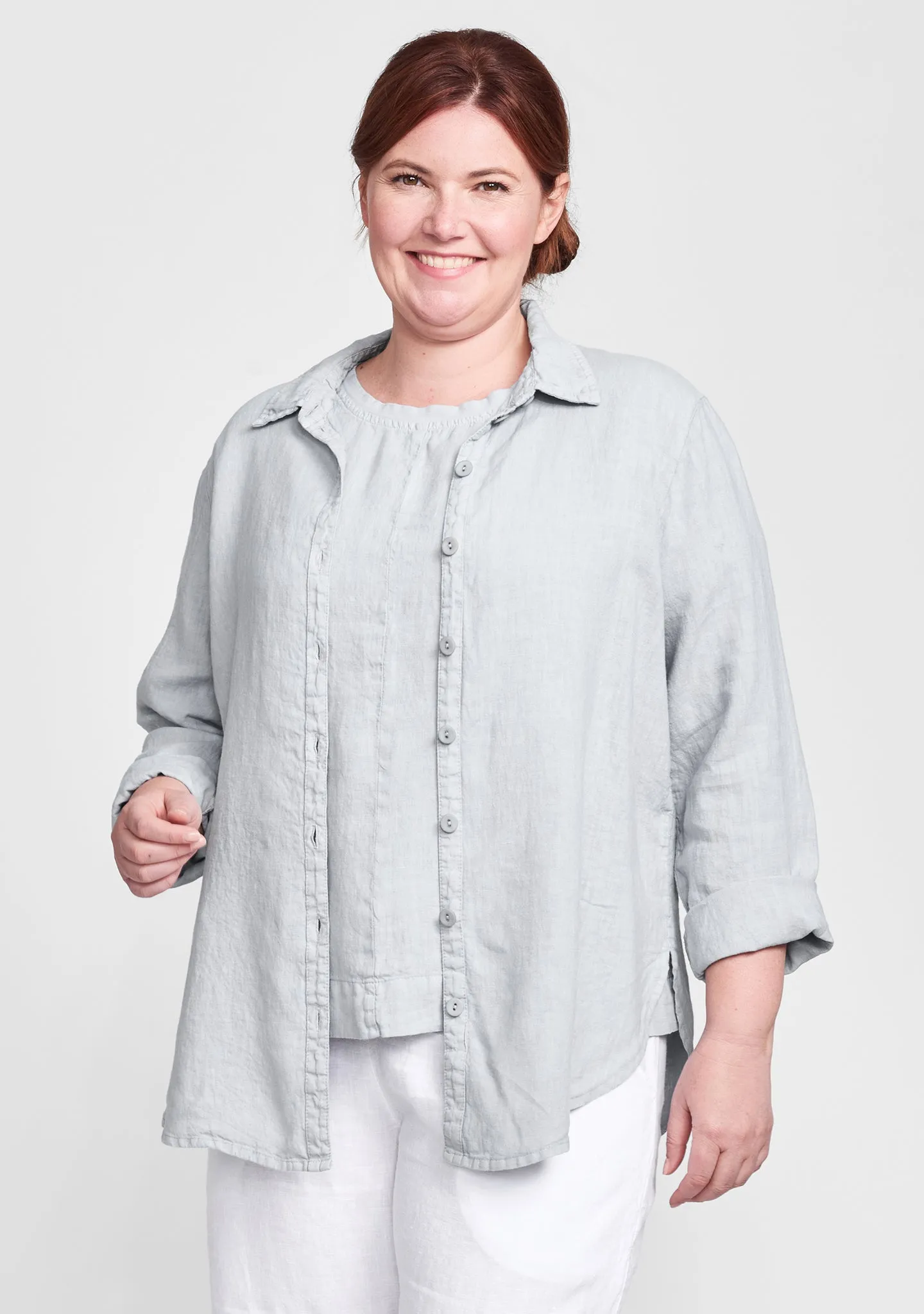 Crossroads Blouse - Linen Button Down Shirt - FINAL SALE