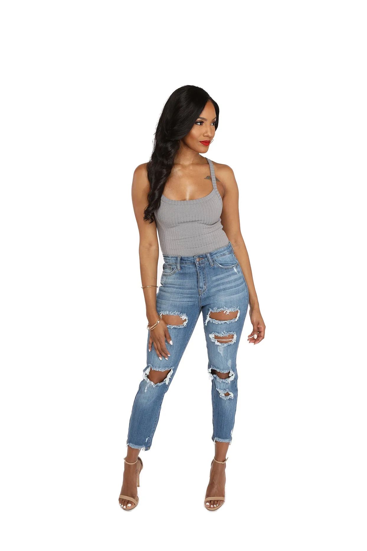 Distressed Boyfriend Jeans