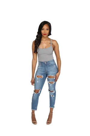 Distressed Boyfriend Jeans