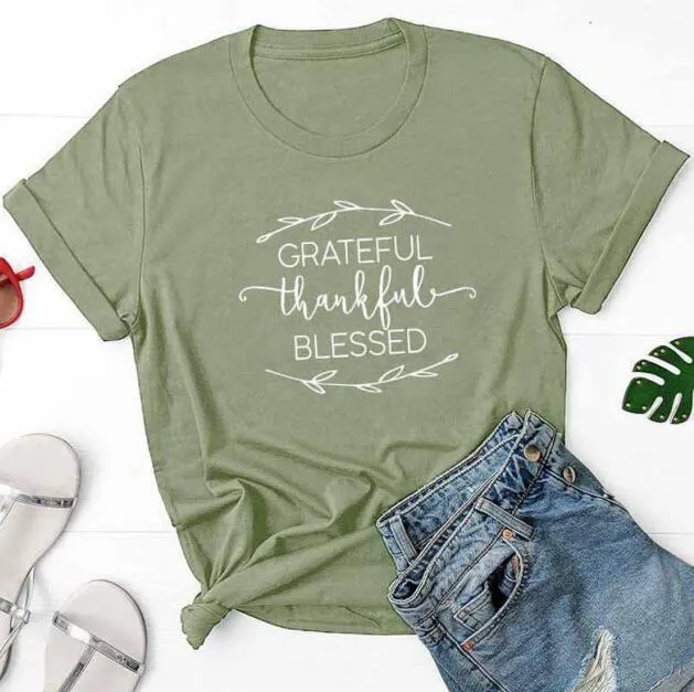 Grateful Thankful Blessed Christian Statement Shirt
