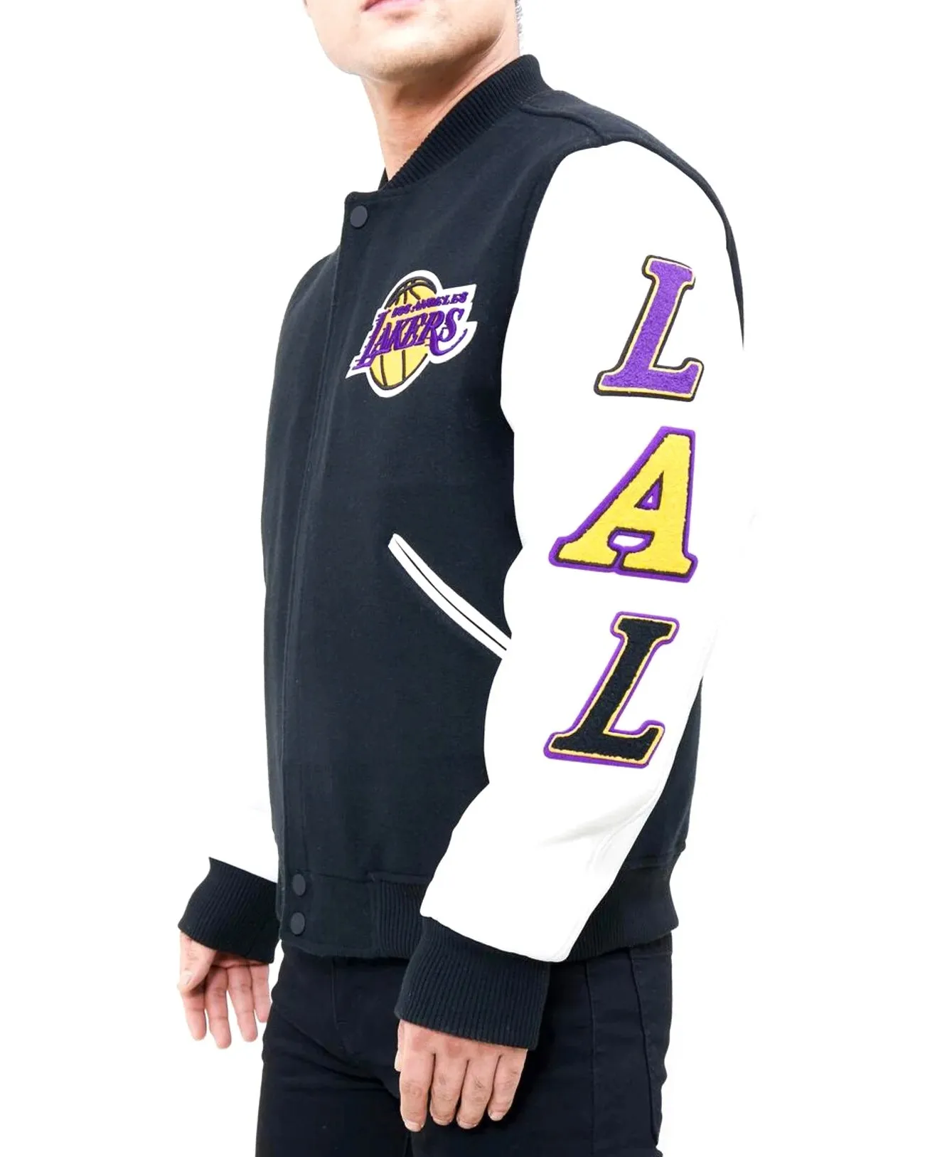 Los Angeles Lakers Black and White Varsity Jacket