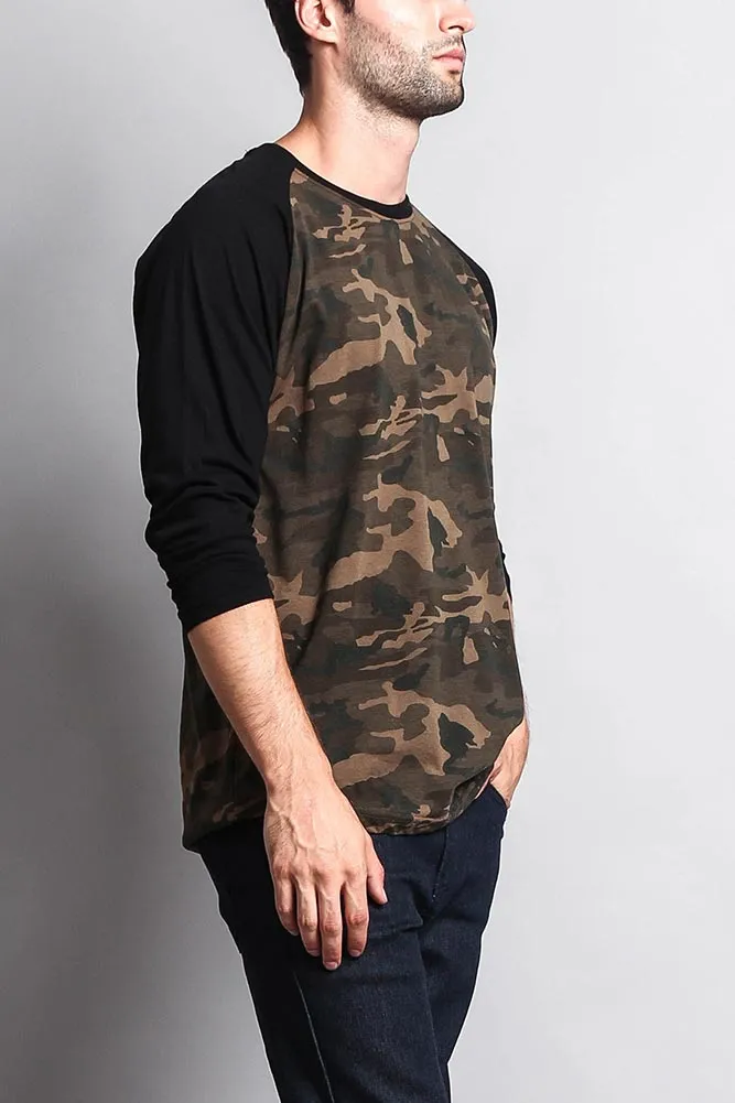 Men's Baseball T-Shirt (Olive Camo/Black)