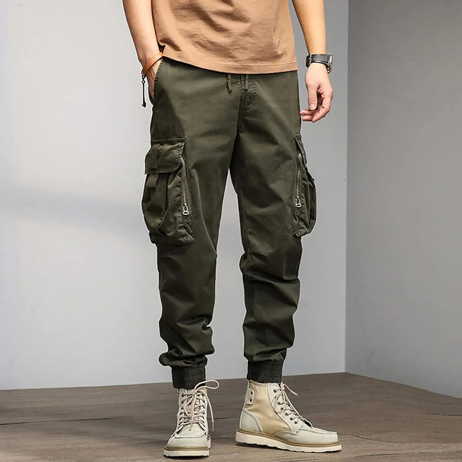 Mens Sweatpants with Pockets Big and Tall Cargo Jogging Pants Men's Cargo Jogger Pants Men's Comfortable Cargo Jogger