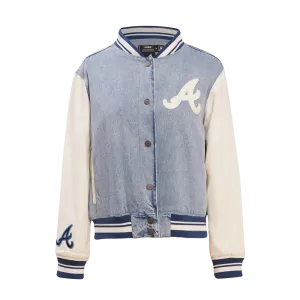 MLB ATLANTA BRAVES VARSITY BLUES WOMEN'S DENIM VARSITY JACKET (DENIM/LINEN)