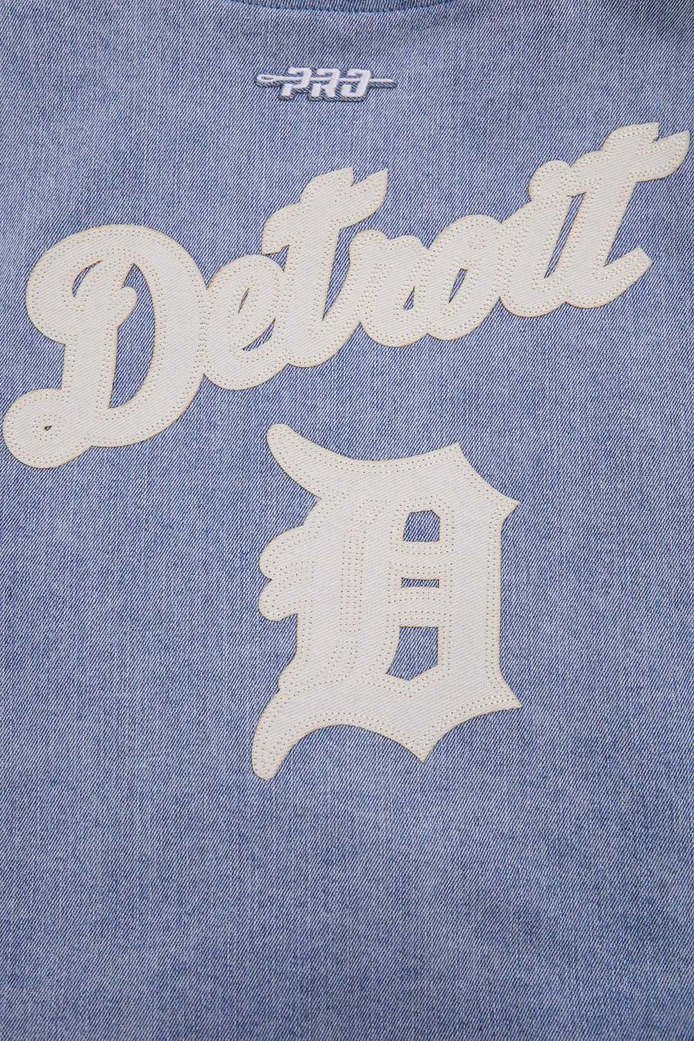 MLB DETROIT TIGERS VARSITY BLUES WOMEN'S DENIM VARSITY JACKET (DENIM/LINEN)