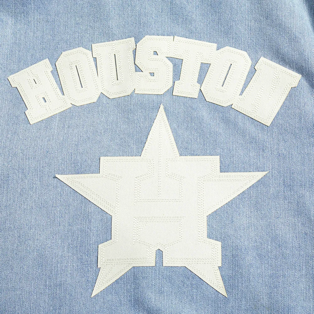 MLB HOUSTON ASTROS VARSITY BLUES MEN'S DENIM VARSITY JACKET (DENIM/LINEN)