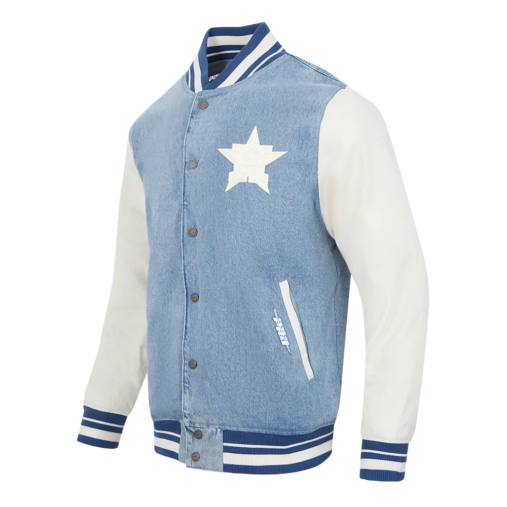 MLB HOUSTON ASTROS VARSITY BLUES MEN'S DENIM VARSITY JACKET (DENIM/LINEN)