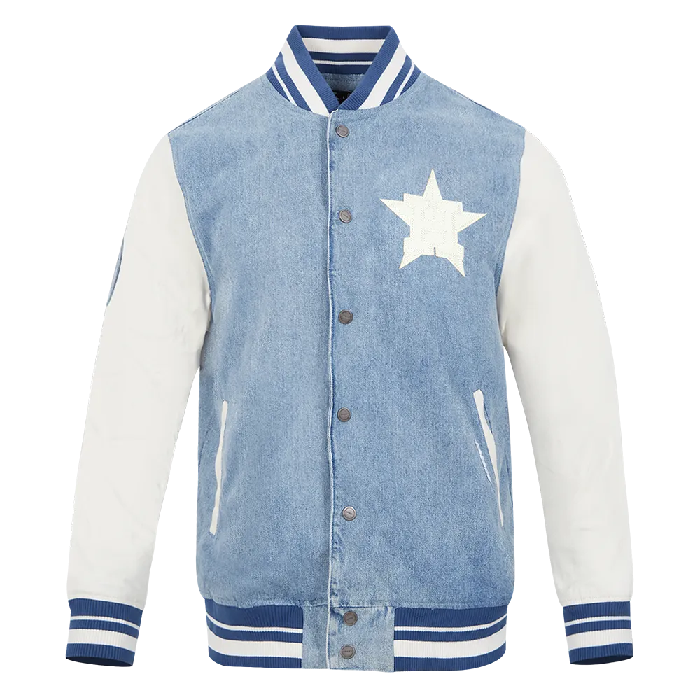 MLB HOUSTON ASTROS VARSITY BLUES MEN'S DENIM VARSITY JACKET (DENIM/LINEN)