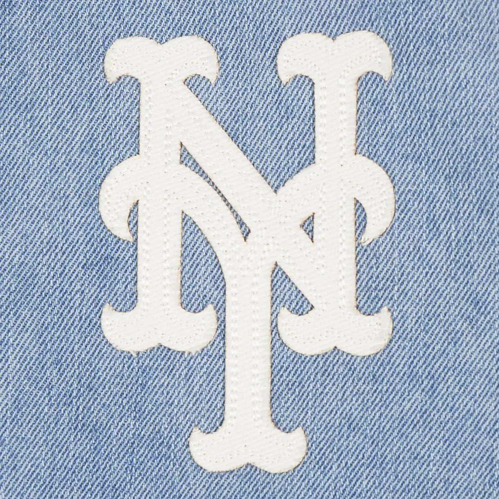 MLB NEW YORK METS VARSITY BLUES WOMEN'S DENIM VARSITY JACKET (DENIM/LINEN)