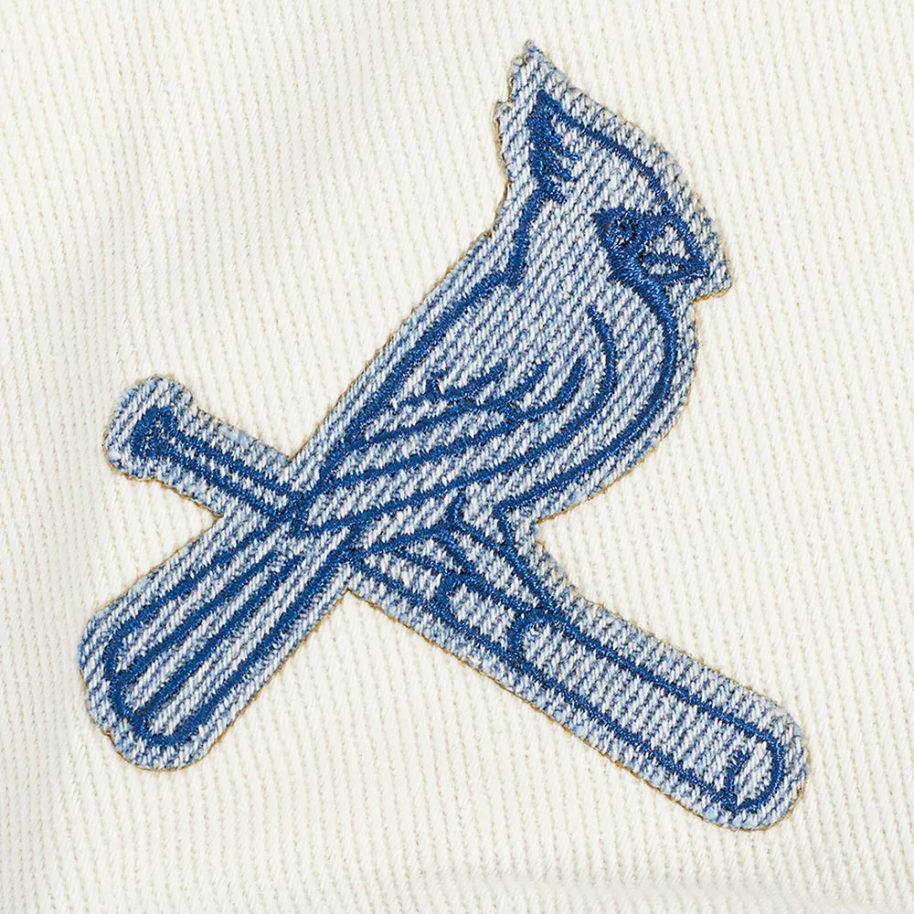 MLB ST. LOUIS CARDINALS VARSITY BLUES WOMEN'S DENIM VARSITY JACKET (DENIM/LINEN)