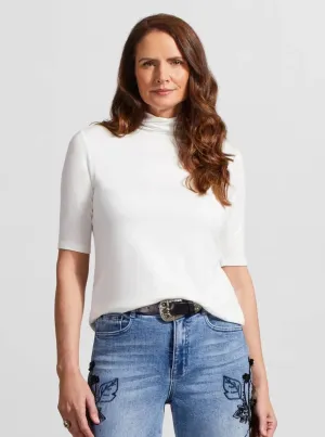 Mock Neck Elbow Sleeve Top [Cream-7943O]
