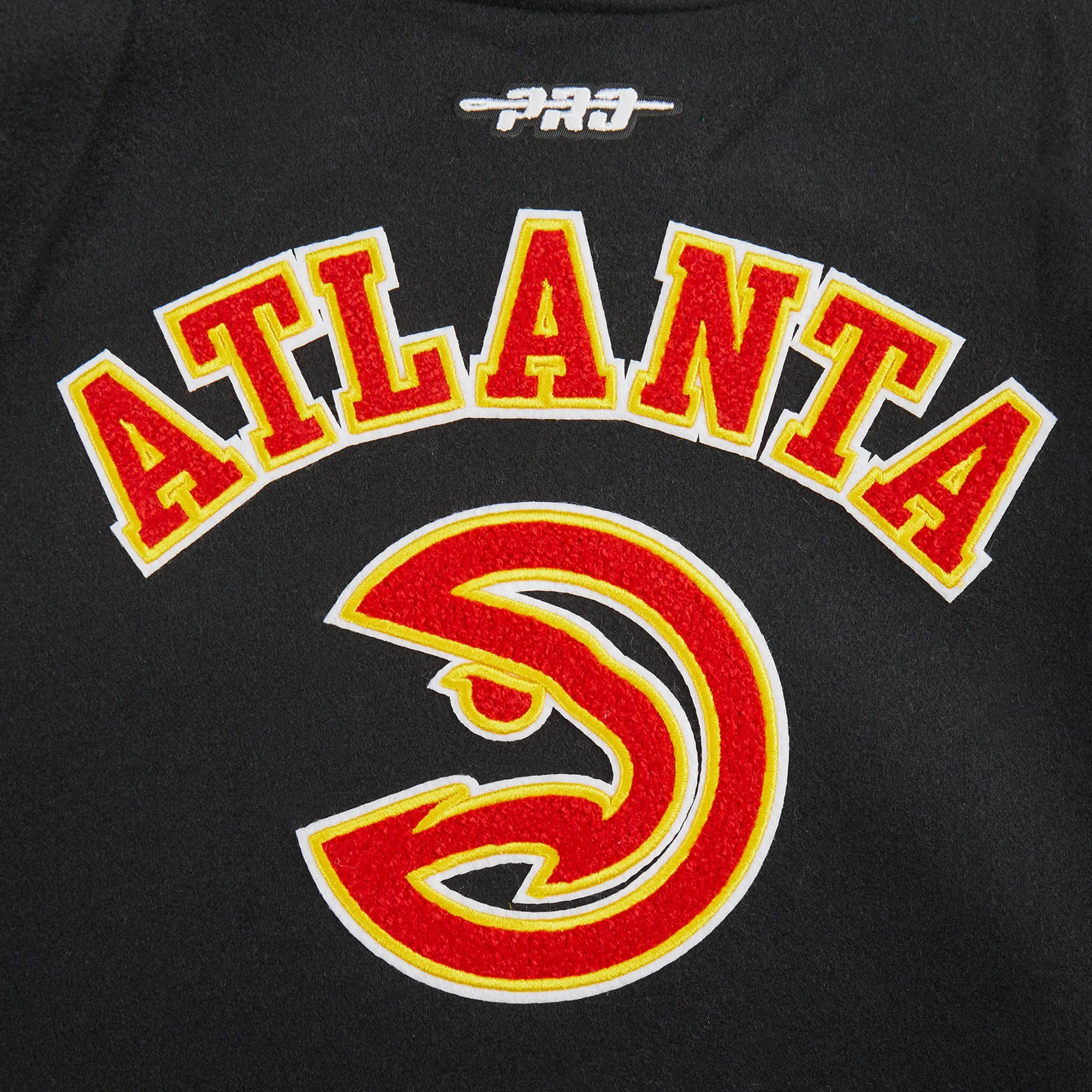 NBA ATLANTA HAWKS RETRO CLASSIC LITTLE BOYS RIB WOOL VARSITY JACKET (BLACK/RED/BLACK)