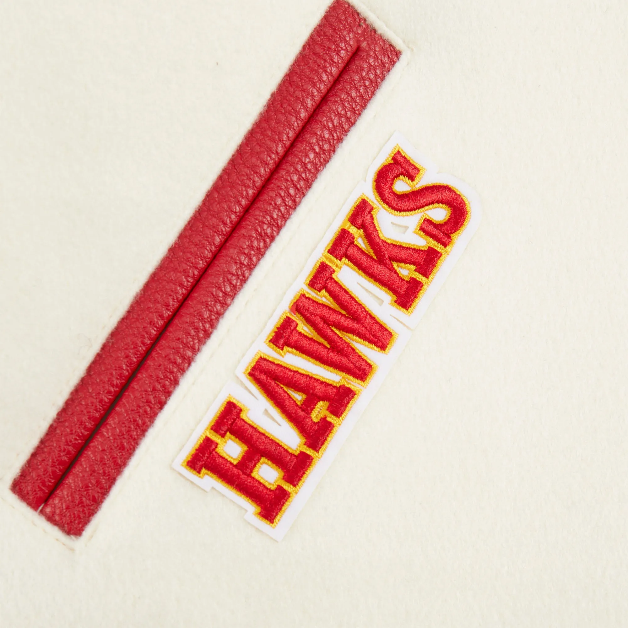 NBA ATLANTA HAWKS RETRO CLASSIC LITTLE BOYS RIB WOOL VARSITY JACKET (EGGSHELL/ RED)