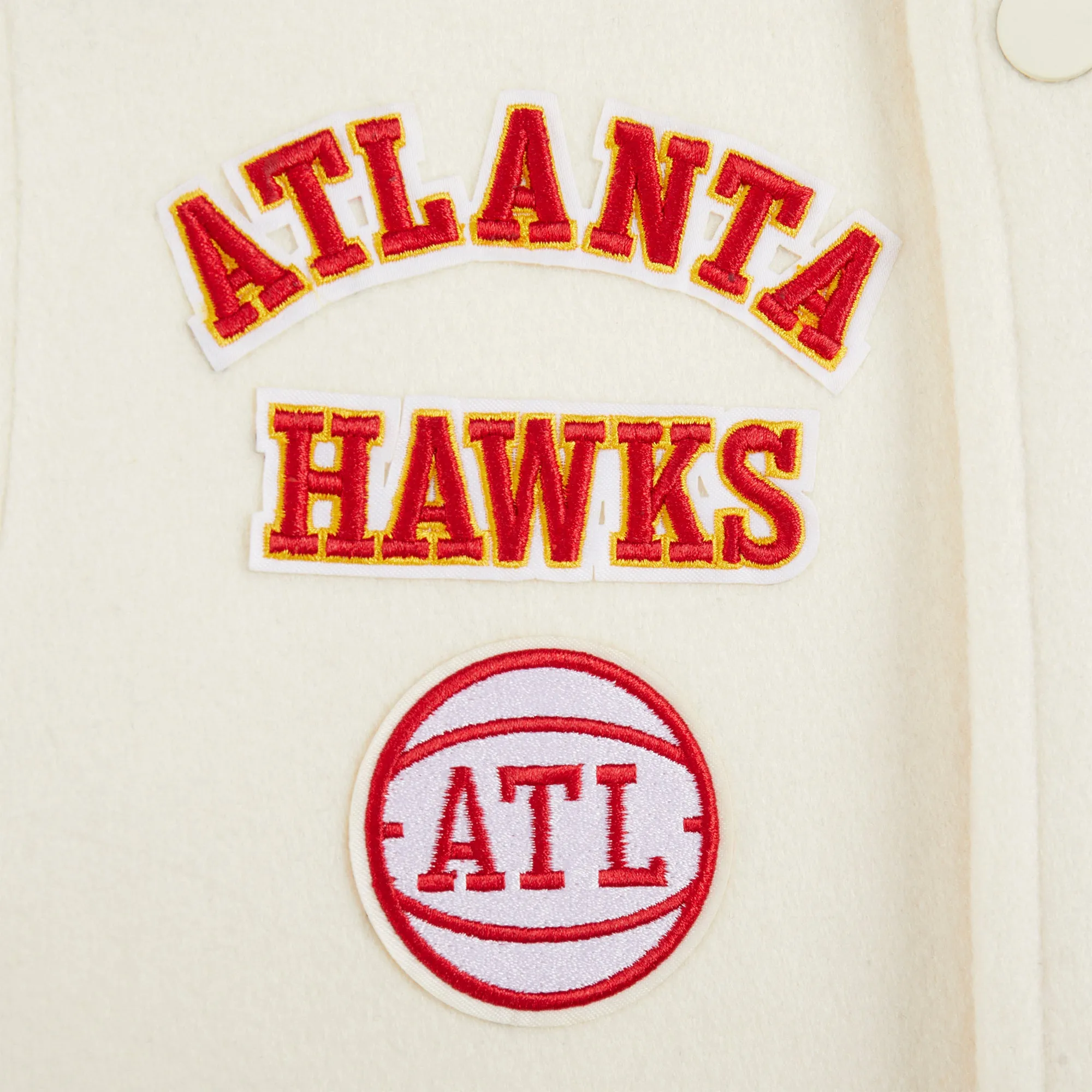 NBA ATLANTA HAWKS RETRO CLASSIC LITTLE BOYS RIB WOOL VARSITY JACKET (EGGSHELL/ RED)