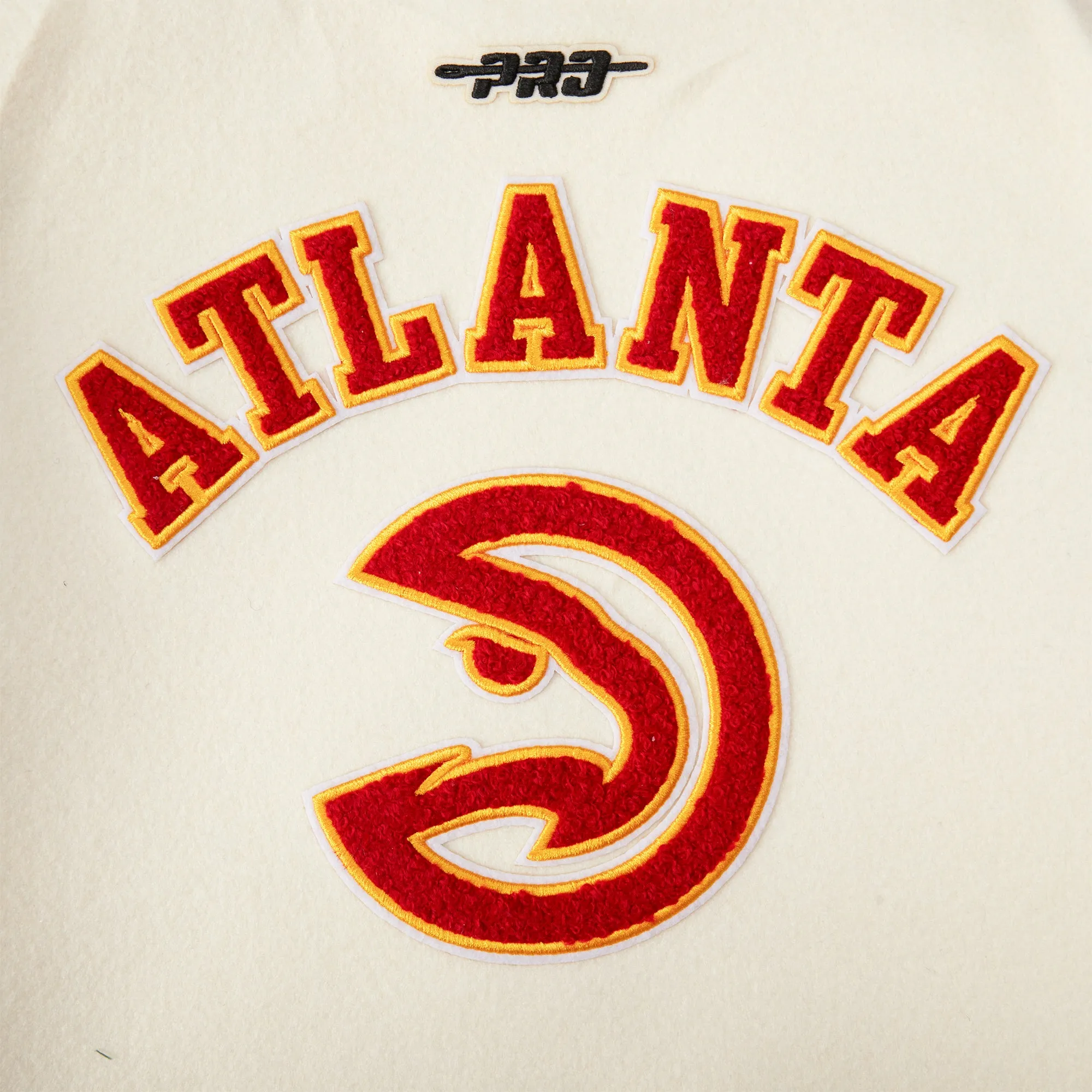 NBA ATLANTA HAWKS RETRO CLASSIC LITTLE BOYS RIB WOOL VARSITY JACKET (EGGSHELL/ RED)