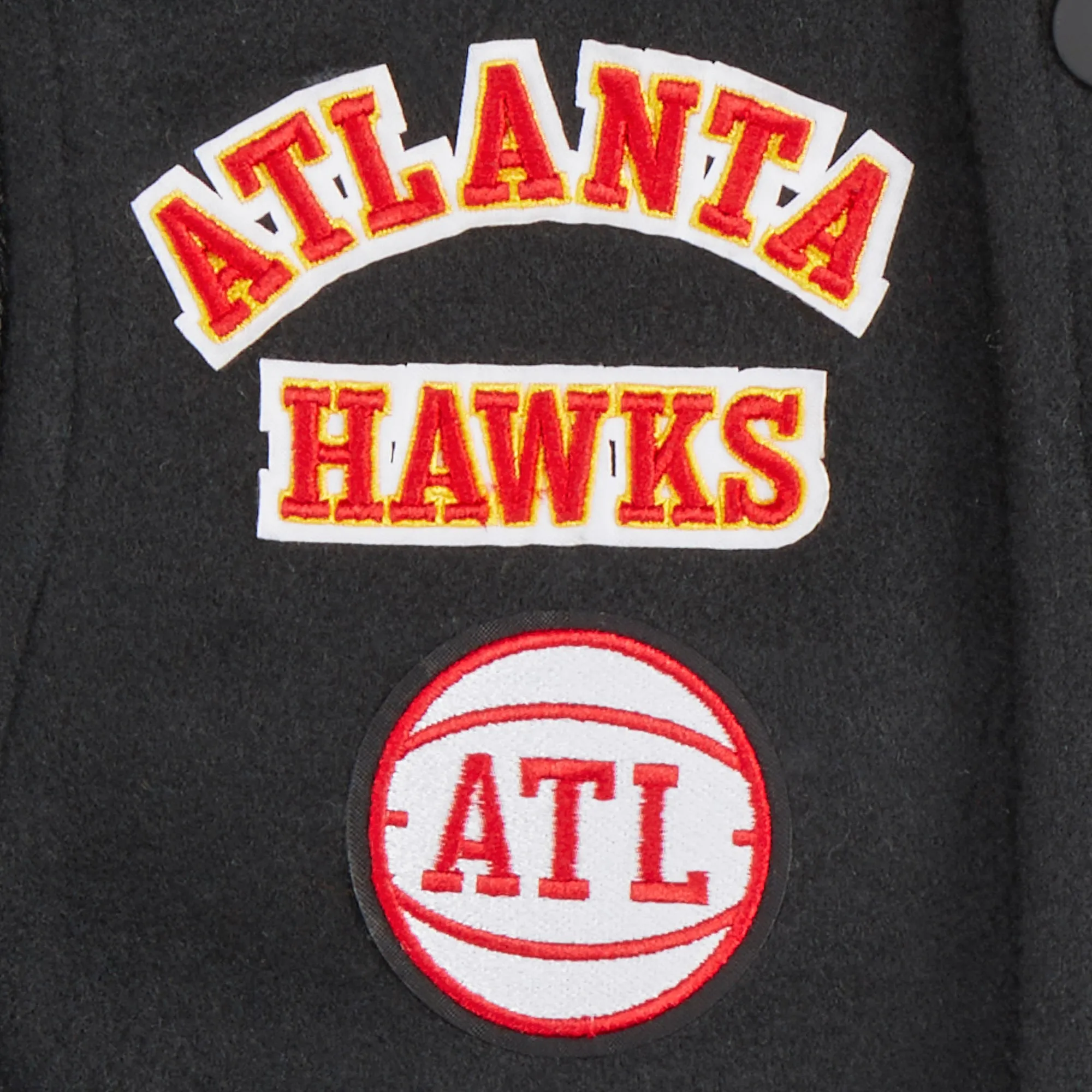 NBA ATLANTA HAWKS RETRO CLASSIC TODDLER BOYS RIB WOOL VARSITY JACKET (BLACK/RED/BLACK)