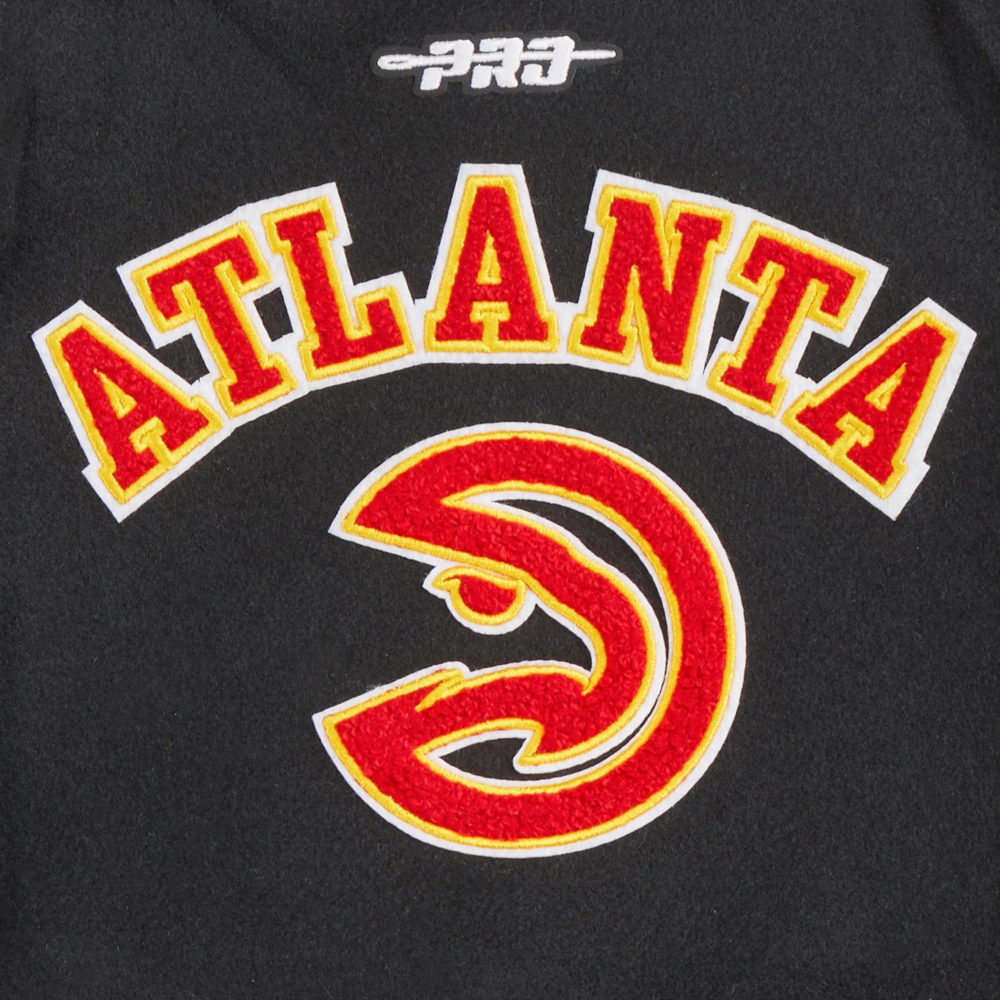 NBA ATLANTA HAWKS RETRO CLASSIC TODDLER BOYS RIB WOOL VARSITY JACKET (BLACK/RED/BLACK)