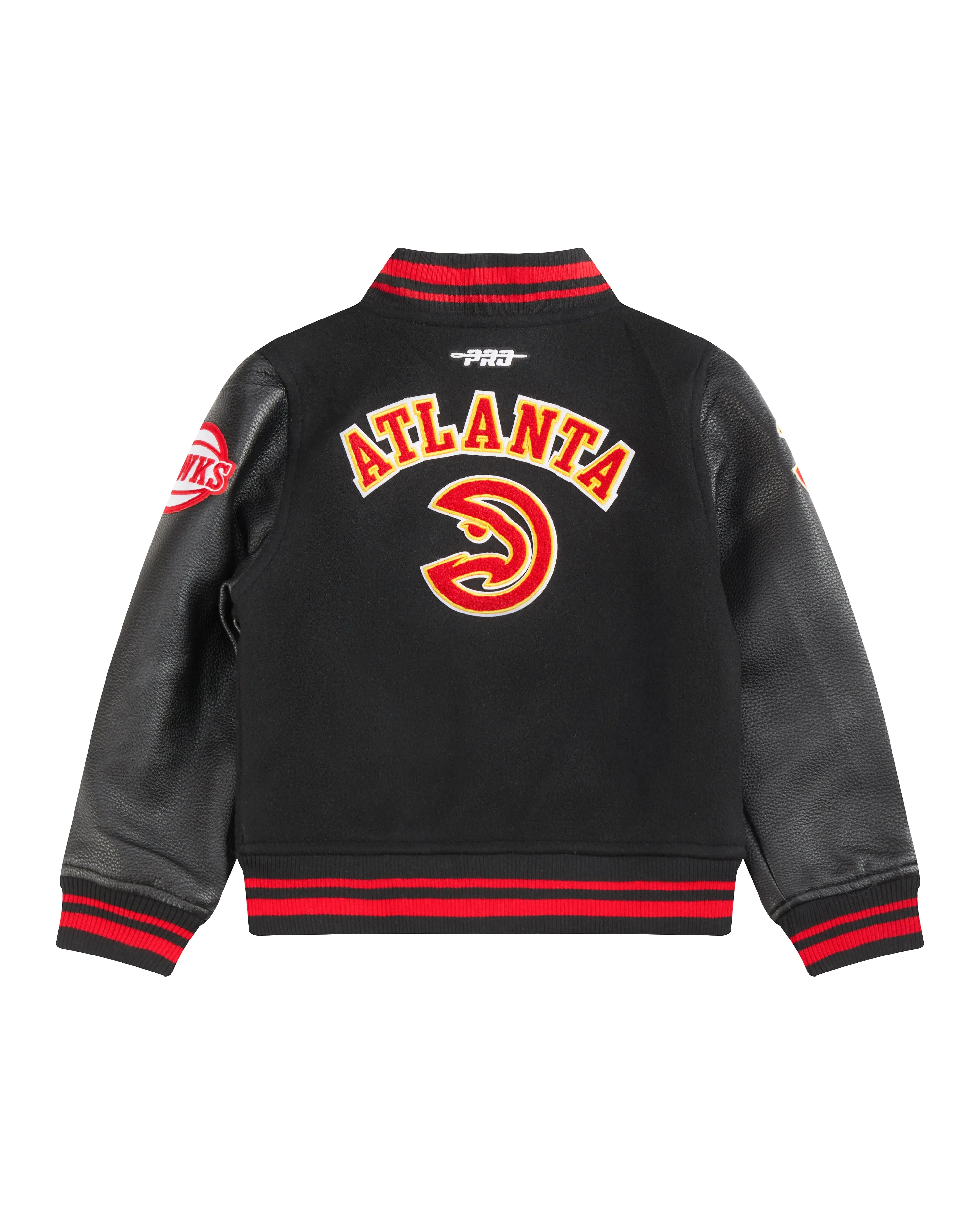 NBA ATLANTA HAWKS RETRO CLASSIC TODDLER BOYS RIB WOOL VARSITY JACKET (BLACK/RED/BLACK)
