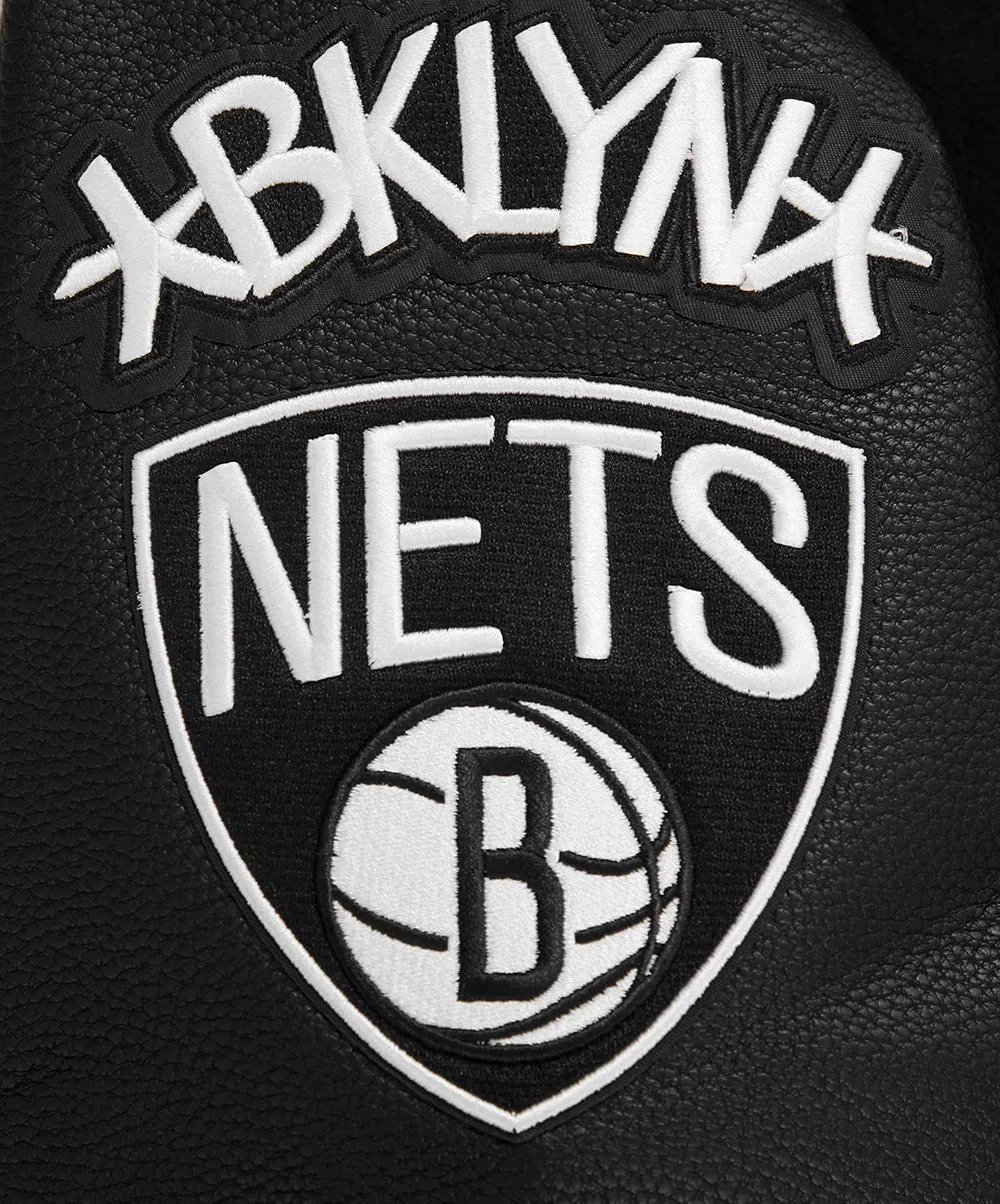 NBA BROOKLYN NETS CLASSIC WOOL MEN'S VARSITY JACKET (BLACK)