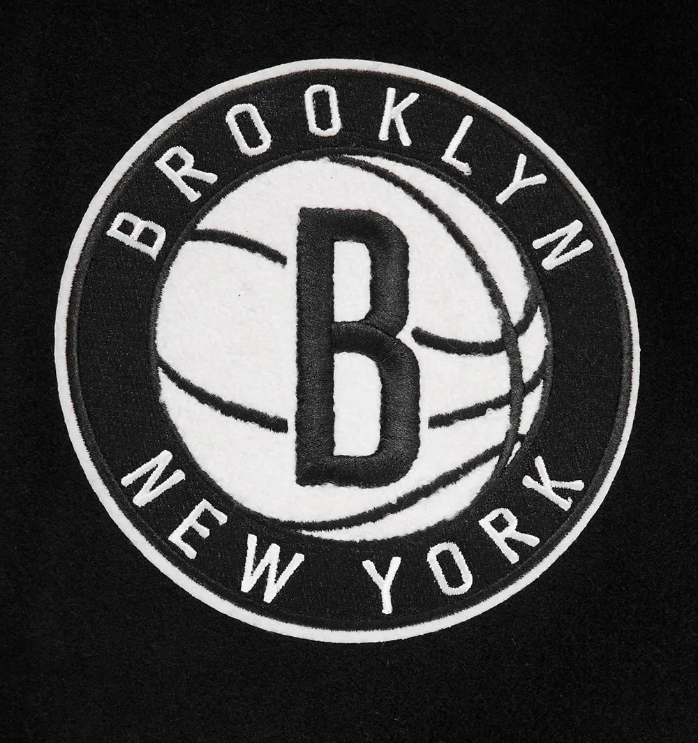 NBA BROOKLYN NETS CLASSIC WOOL MEN'S VARSITY JACKET (BLACK)