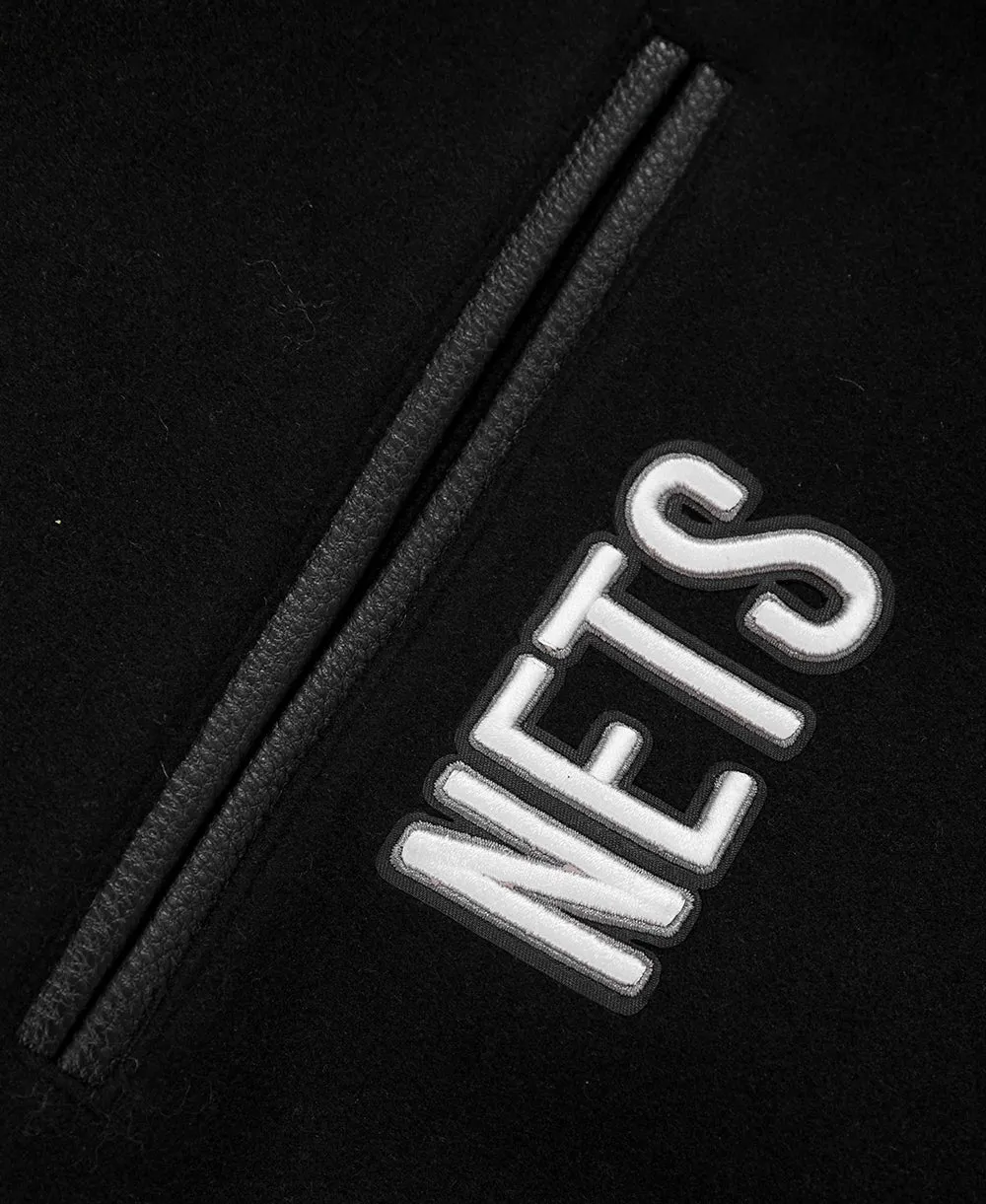 NBA BROOKLYN NETS CLASSIC WOOL MEN'S VARSITY JACKET (BLACK)