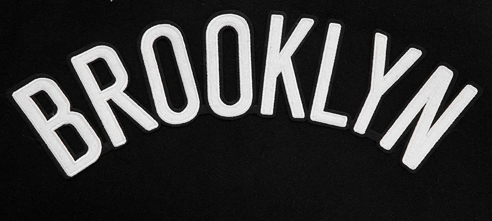 NBA BROOKLYN NETS CLASSIC WOOL MEN'S VARSITY JACKET (BLACK)