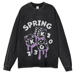 Oversized Vintage Washed Spring Game Graphic Sweatshirt