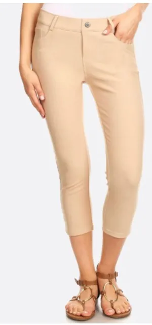 "The Melissa" Classic Camel Skinny Capri Jeggings