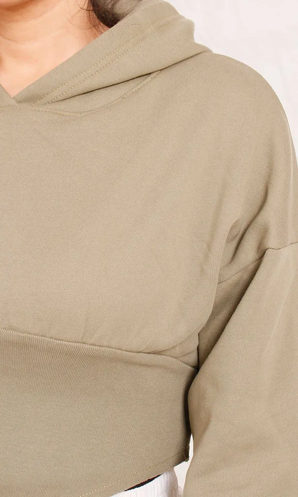 R206870 -Melton Cropped Hoodie - Olive