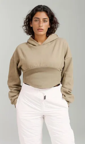 R206870 -Melton Cropped Hoodie - Olive