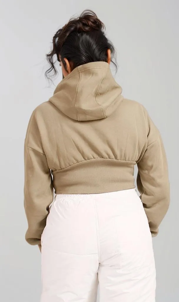 R206870 -Melton Cropped Hoodie - Olive