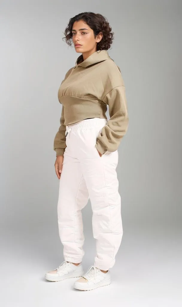 R206870 -Melton Cropped Hoodie - Olive