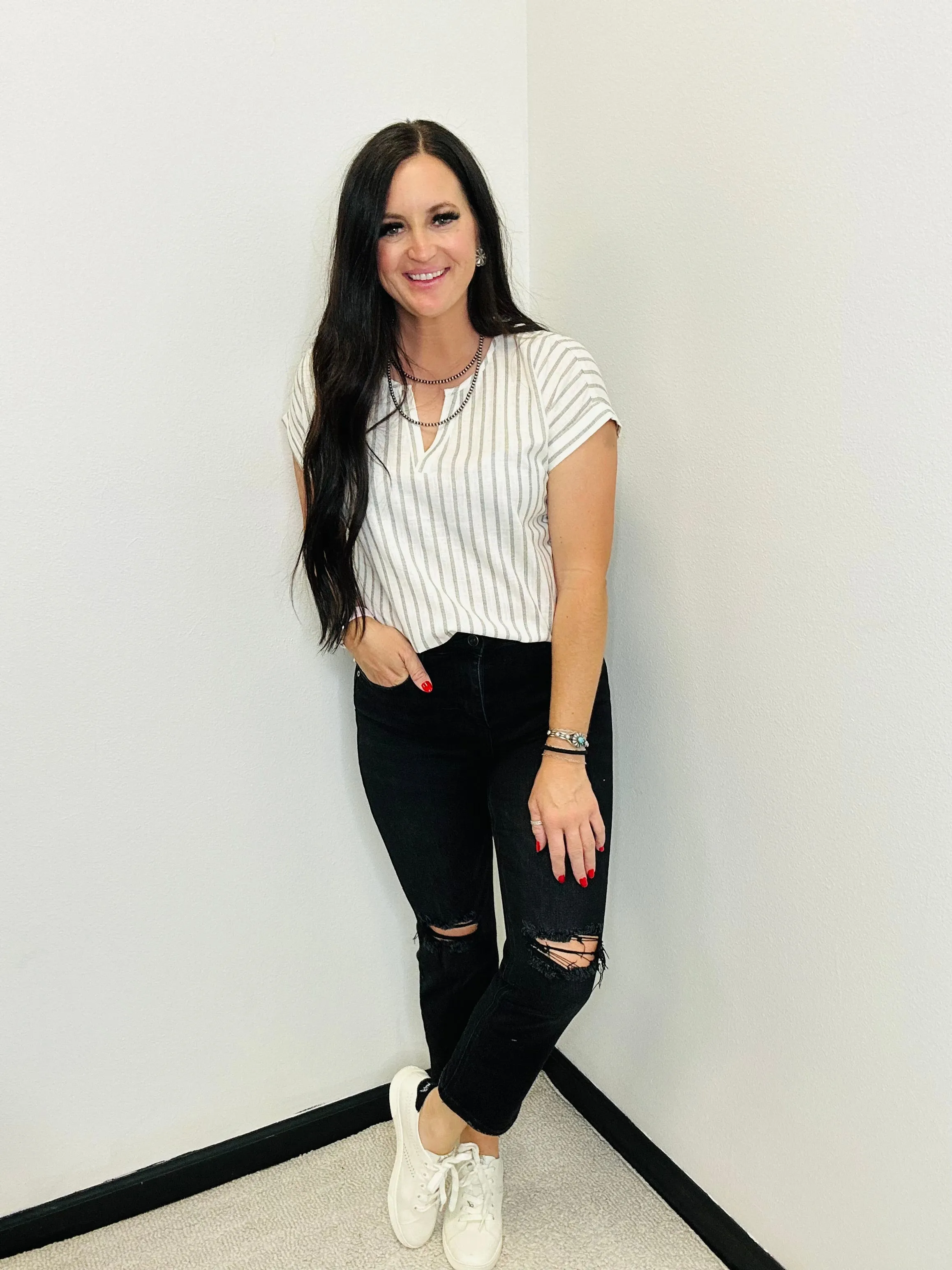 Rance Black Cropped Destressed Jean