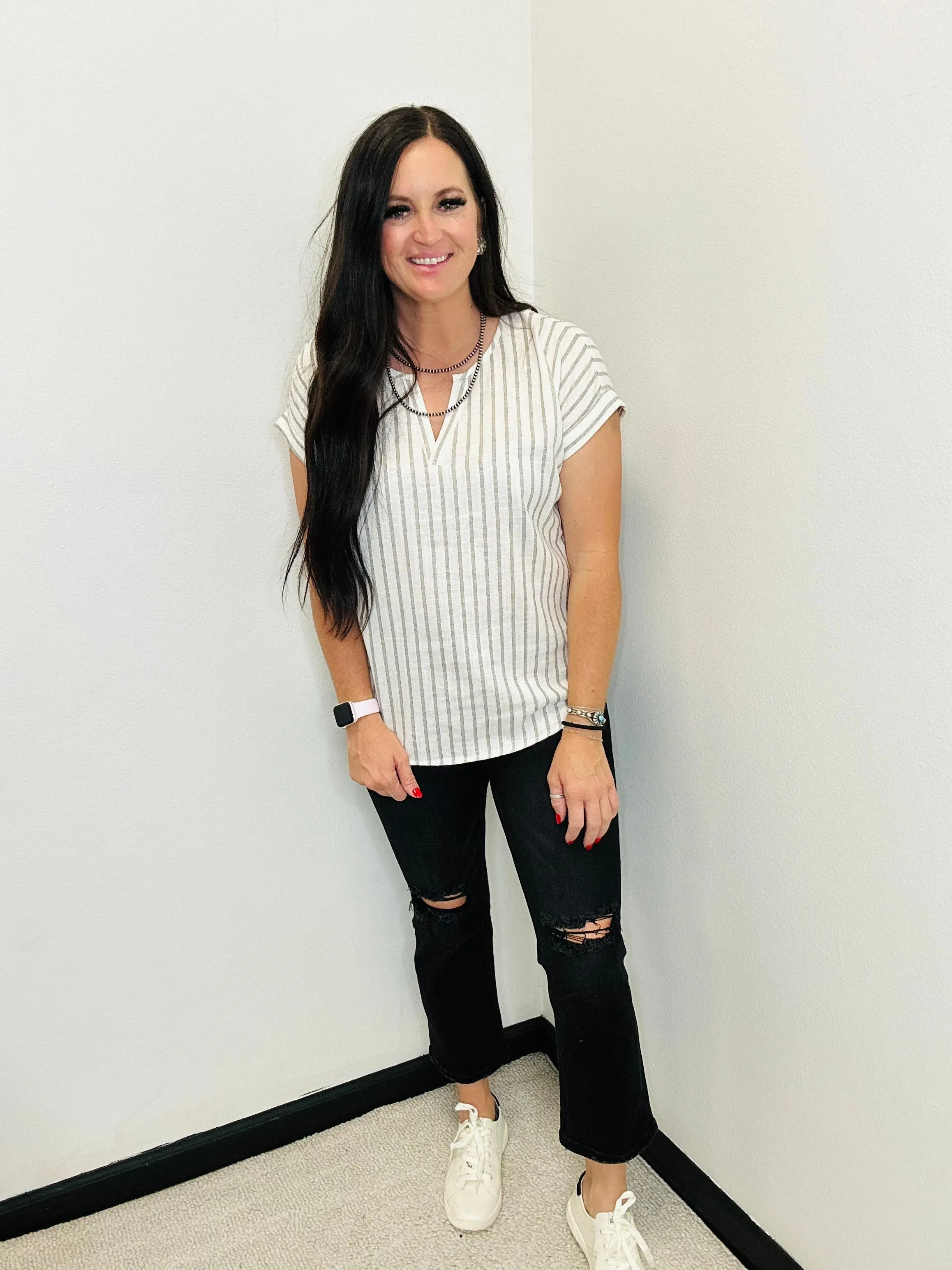 Rance Black Cropped Destressed Jean