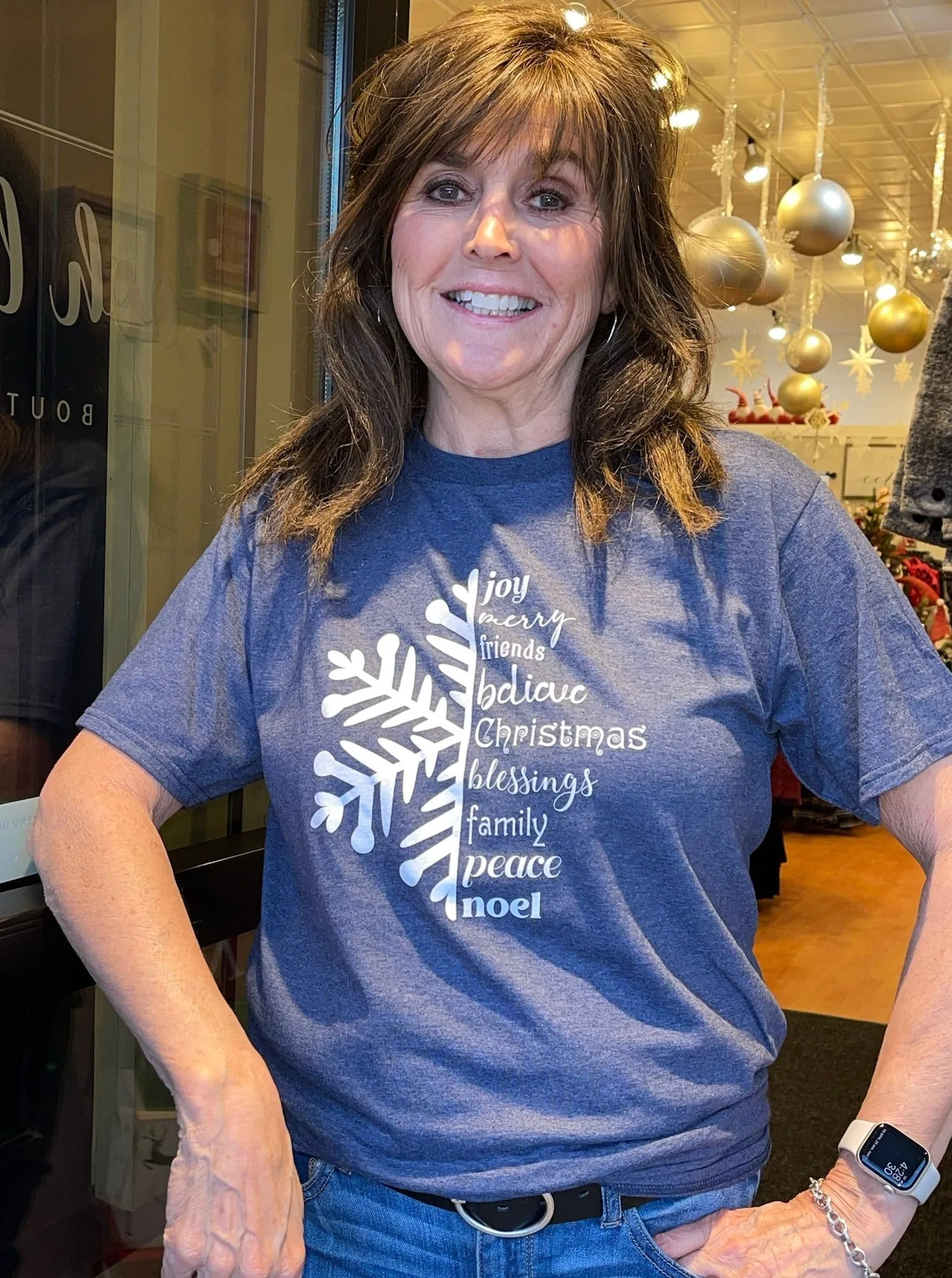 Snowflake Crewneck T-Shirt [Heather Navy]