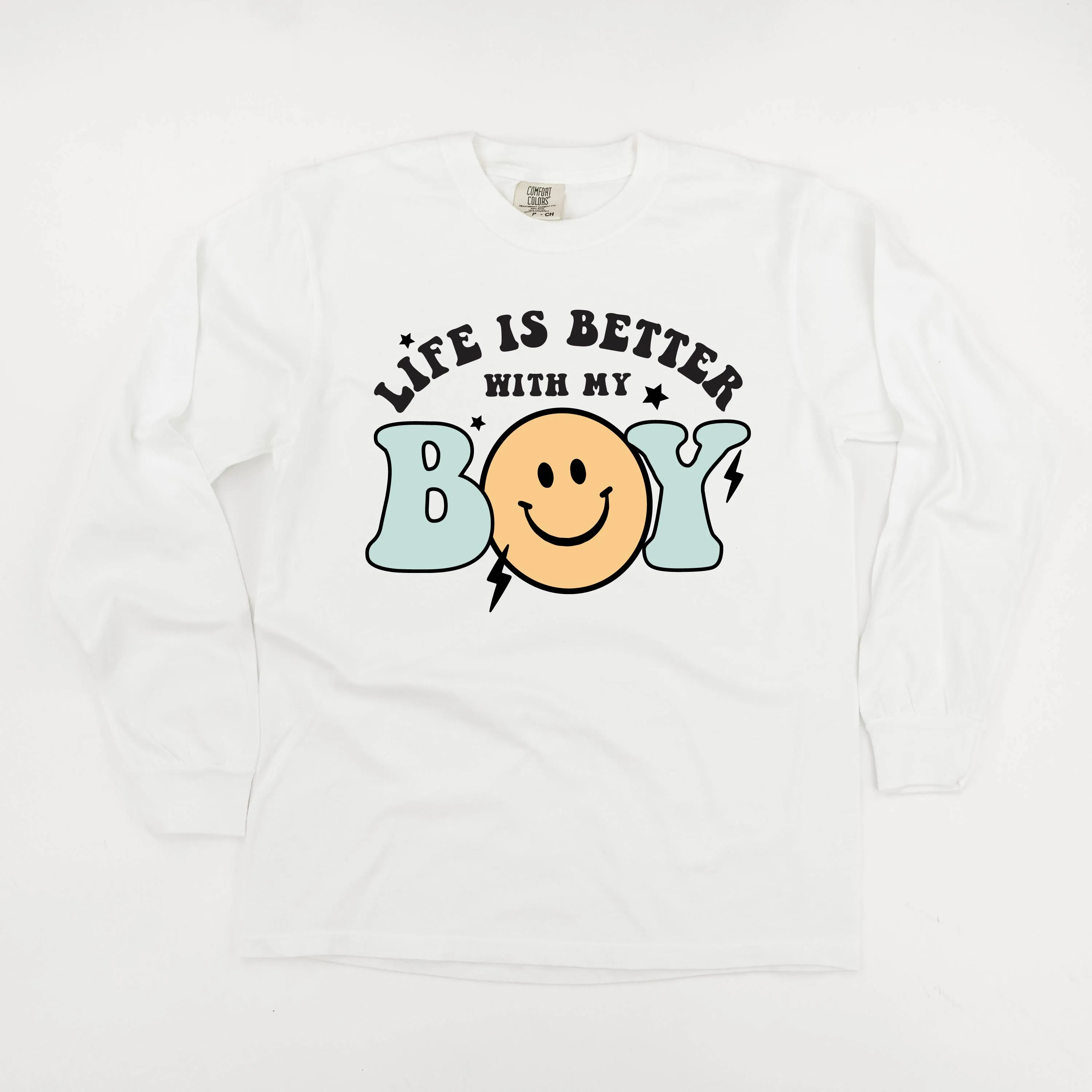 THE RETRO EDIT - Life is Better with My Boy (Singular) - LONG SLEEVE COMFORT COLORS TEE