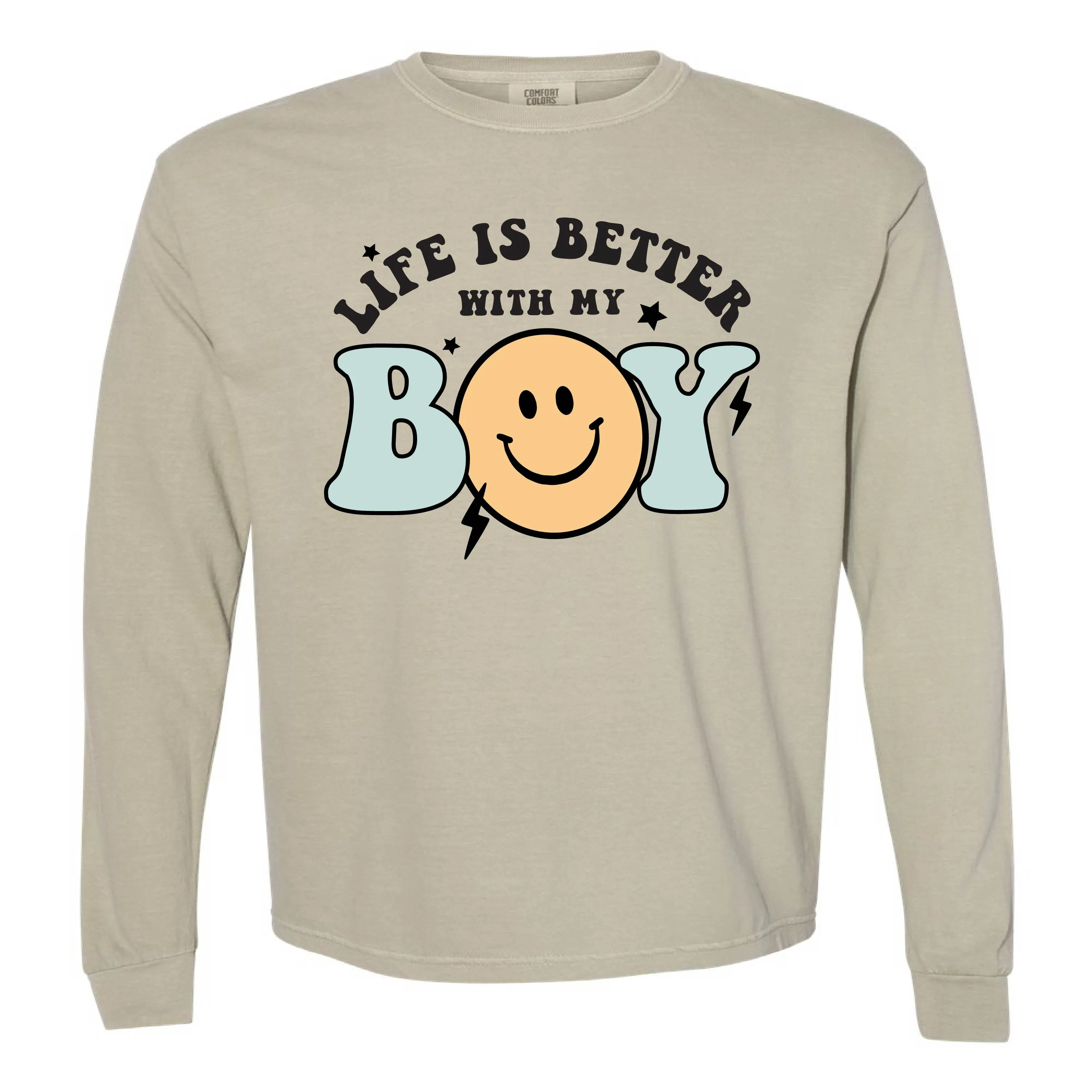 THE RETRO EDIT - Life is Better with My Boy (Singular) - LONG SLEEVE COMFORT COLORS TEE