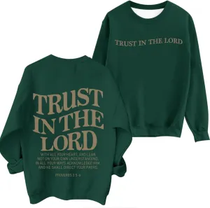 Tuislay Trust In The Lord Sweatshirt Bible Verse Christian Graphic Sweatshirts for Women Crew Neck Oversized Pullover Tops