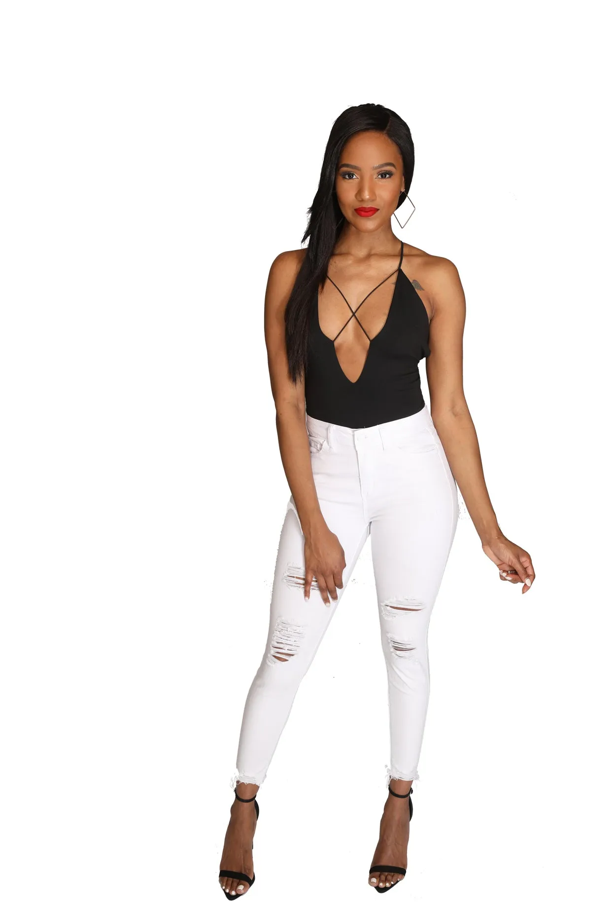 White Distressed Skinny Jeans