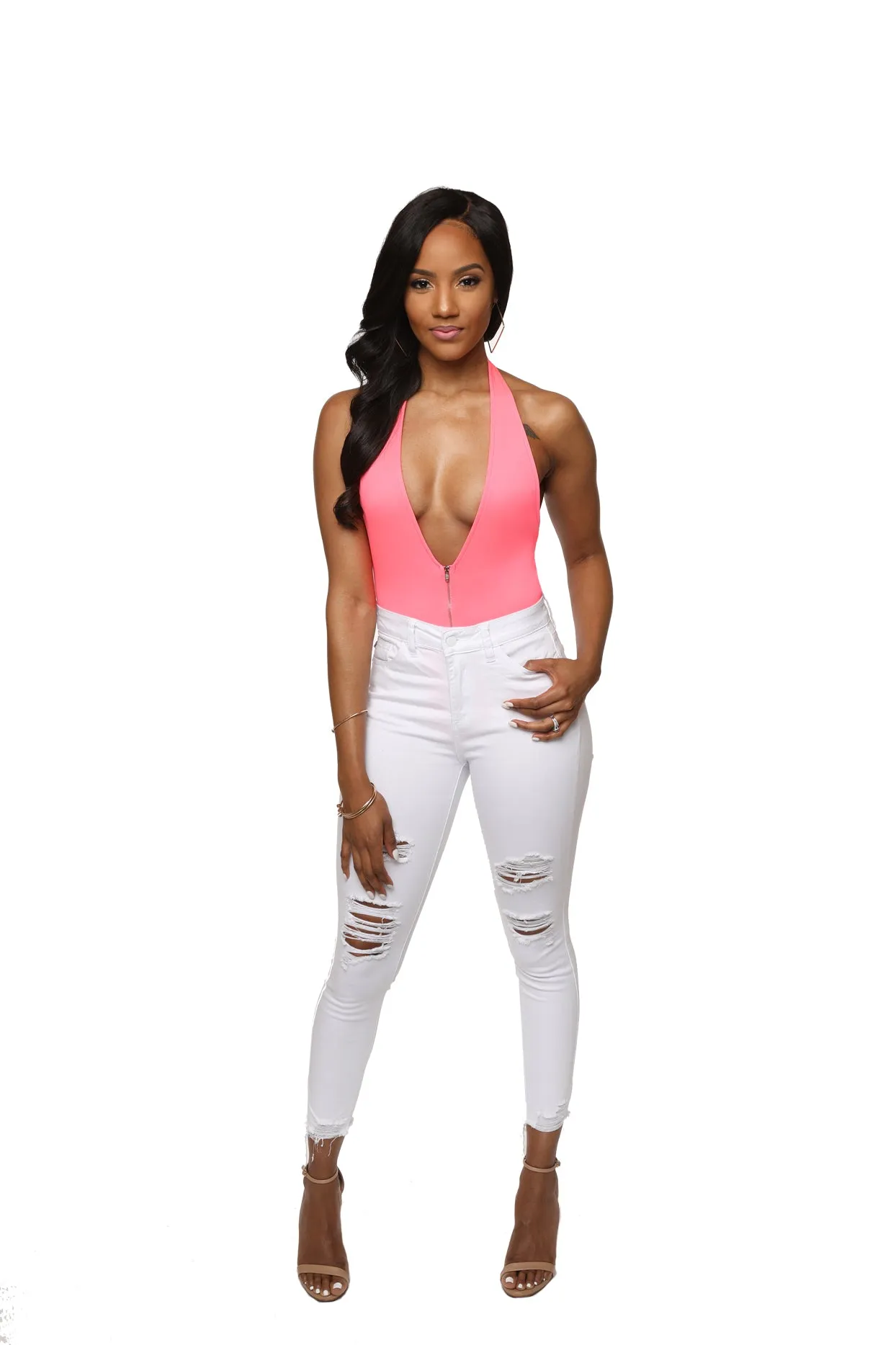 White Distressed Skinny Jeans