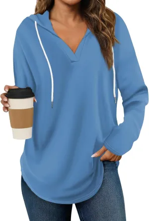 Women Hoodies Oversized Drawstring Lightweight Sweatshirts Hooded Fall Fashion 2024 Plain Tunic Hoodies