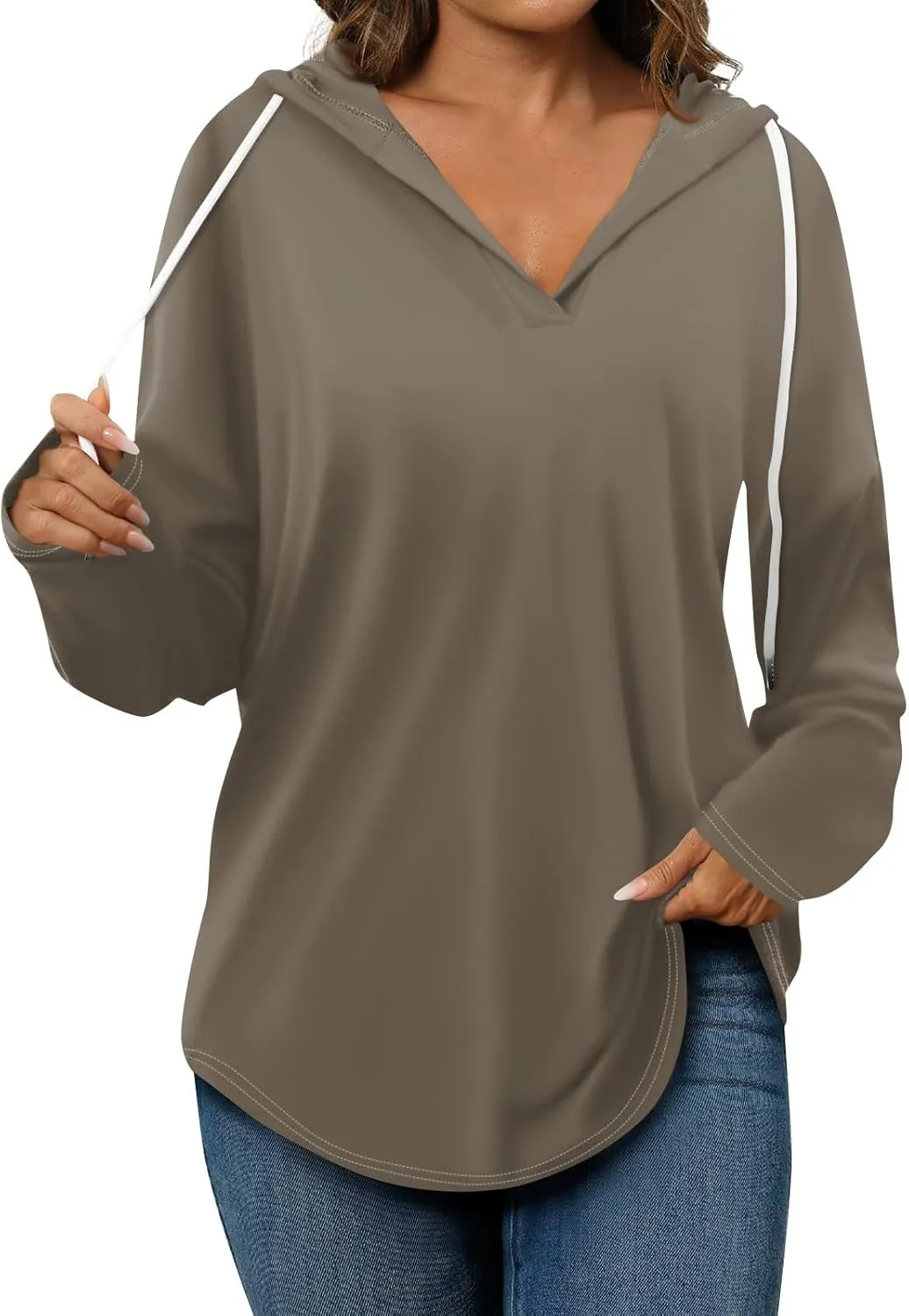 Women Hoodies Oversized Drawstring Lightweight Sweatshirts Hooded Fall Fashion 2024 Plain Tunic Hoodies