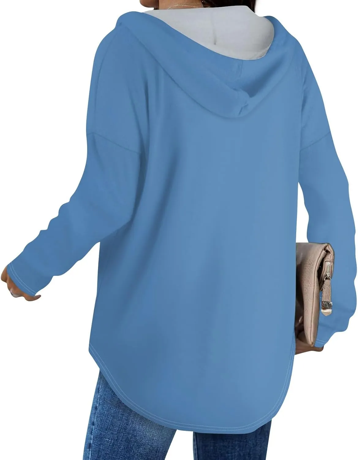 Women Hoodies Oversized Drawstring Lightweight Sweatshirts Hooded Fall Fashion 2024 Plain Tunic Hoodies