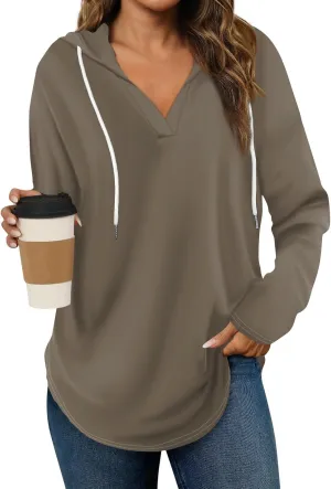 Women Hoodies Oversized Drawstring Lightweight Sweatshirts Hooded Fall Fashion 2024 Plain Tunic Hoodies